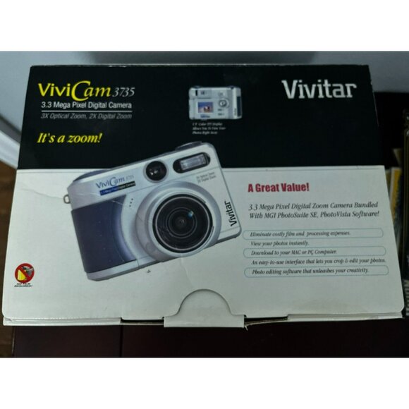 Vivitar Vivicam 3735 Digital Camera. Silver 3.3 Mega Pixel Working BL1 in box - Picture 1 of 11